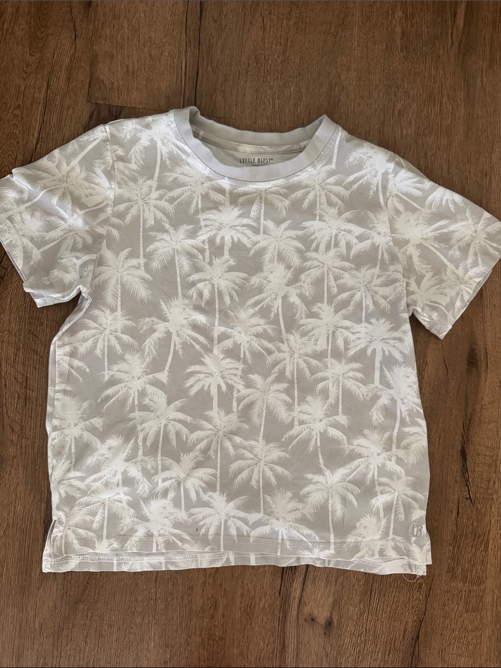 Little Bipsy White Palm-Print Short Sleeve Tee